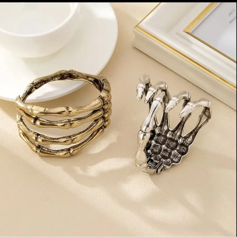 Gold Skeleton Hand Statement bracelet